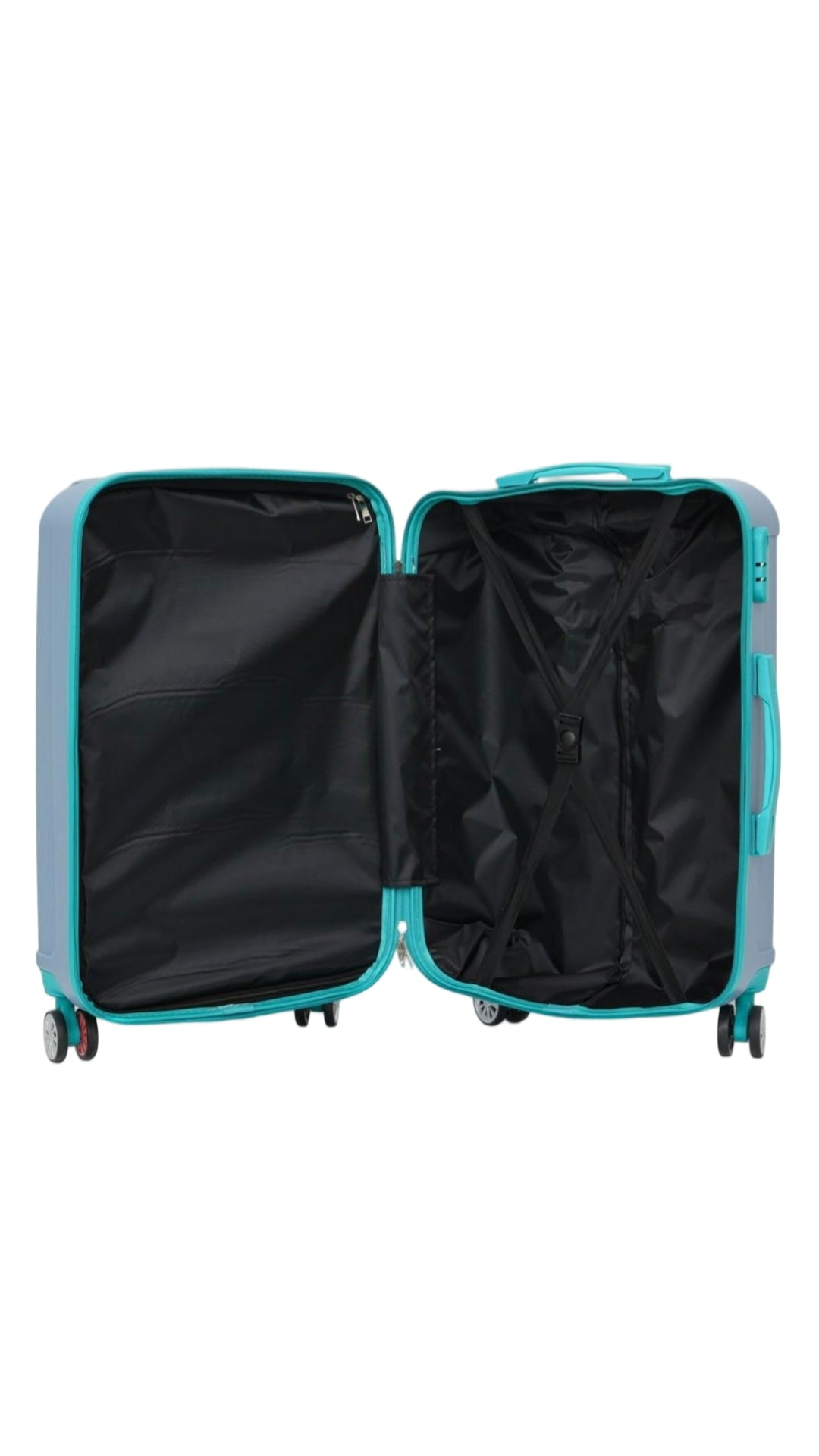 Trolley ABS Hard Luggage Bag Set - 3 Piece - Black/Green