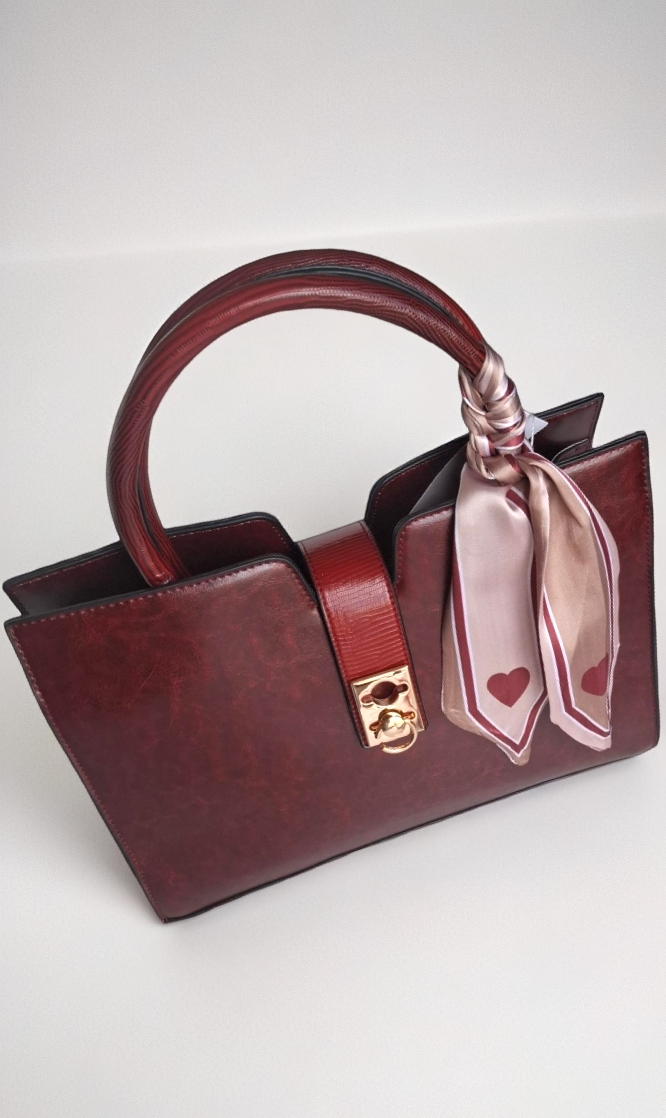 Structured Burgundy Satchel Handbag