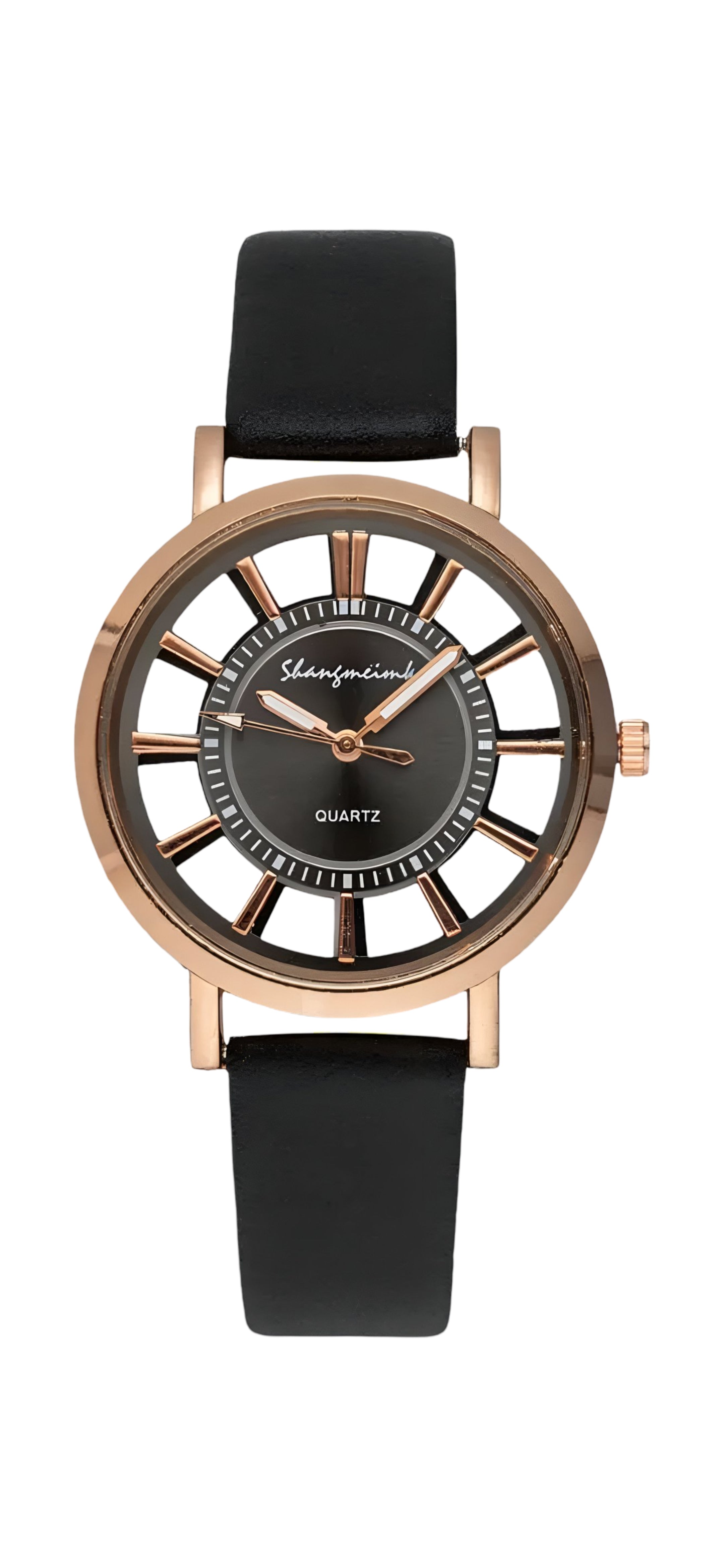 Women's Watch Casual Round Pointer Quartz Watch Hollow Out Fashion Analog PU Leather Wrist Watch