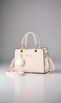 Beige Faux Leather Satchel