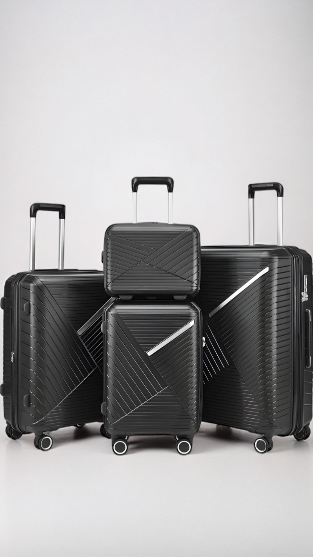 4 Pcs Luggage Suitcase Hardside With Spinner Wheels Trolley Travel Case Set - Dark Grey