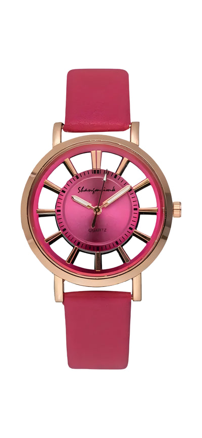 Women's Watch Casual Round Pointer Quartz Watch Hollow Out Fashion Analog PU Leather Wrist Watch