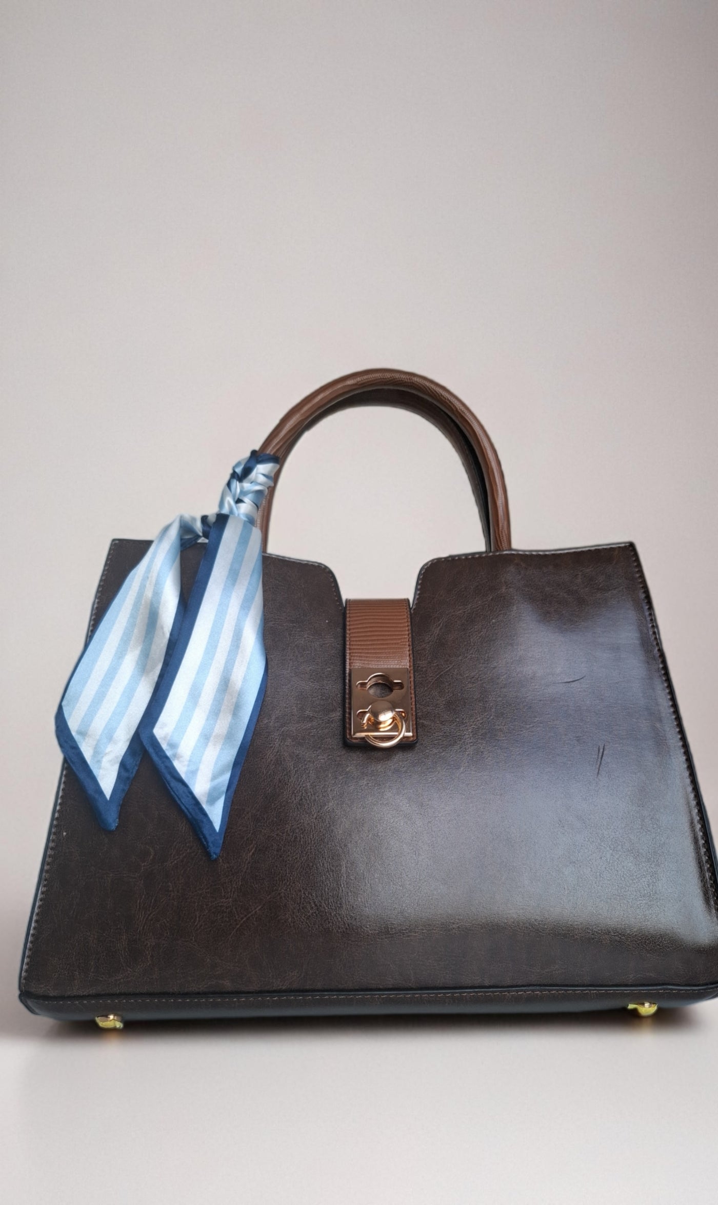 Structured Brown Satchel Handbag