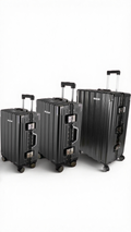 Black Marco Trunk 3-Piece Zipless ABS/PC Luggage Set - Lock & Clip Security Case