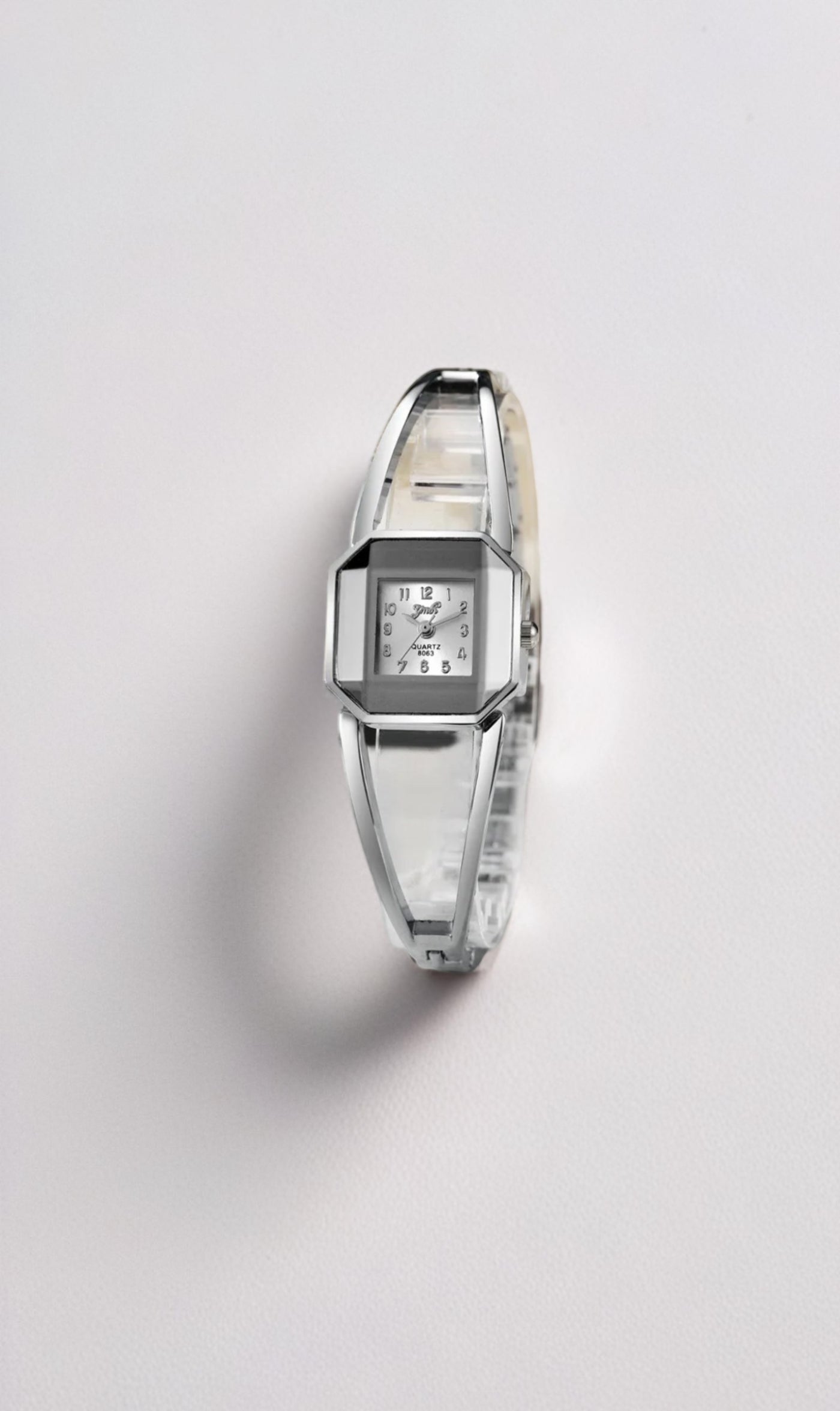 Silver-Toned Metal Ladies Watch With unique, geometric Design