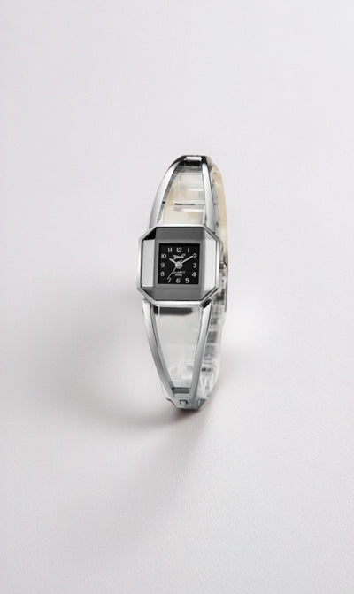 Silver-Toned Metal Ladies Watch With unique, geometric Design