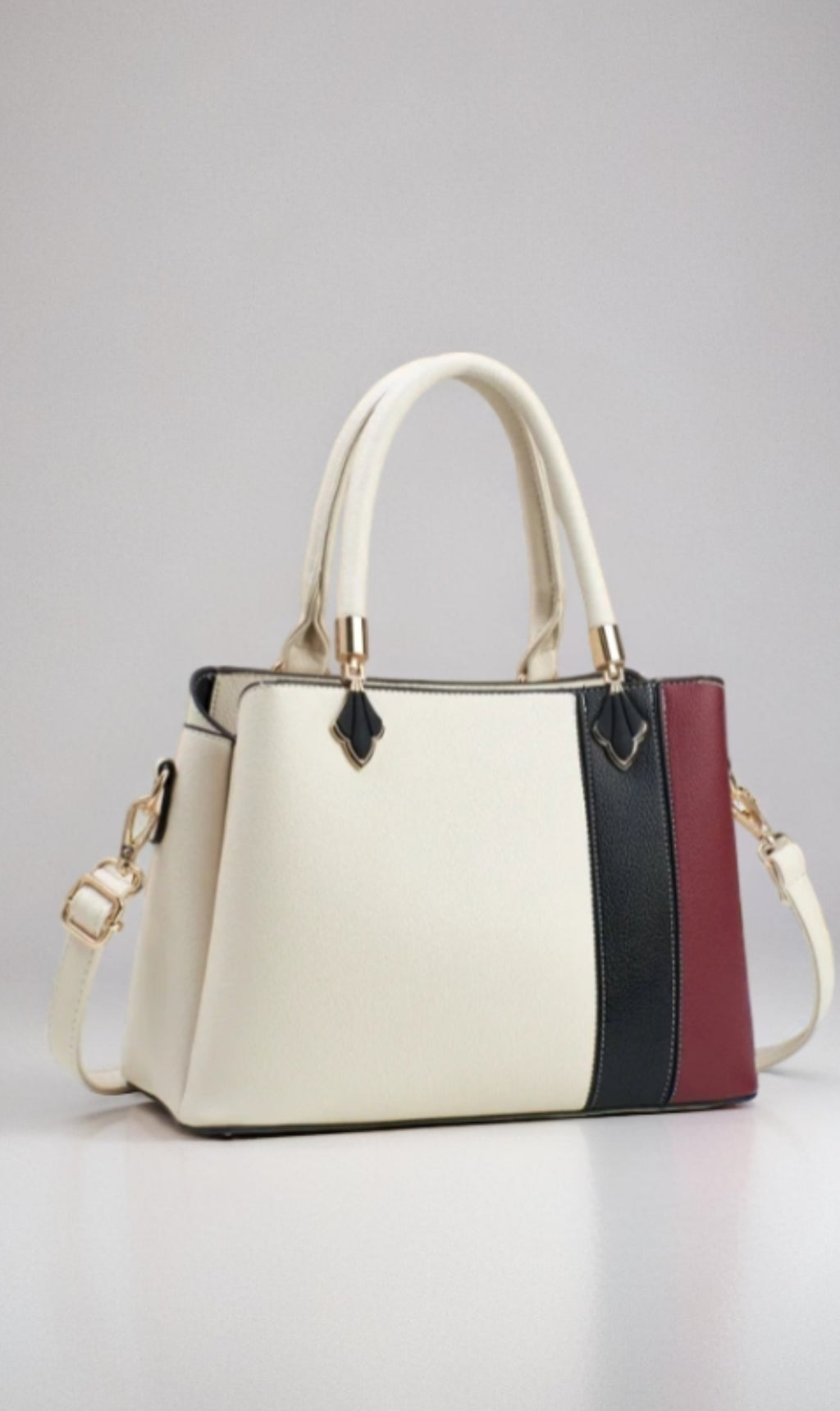 Color-Block Satchel Tote Bag
