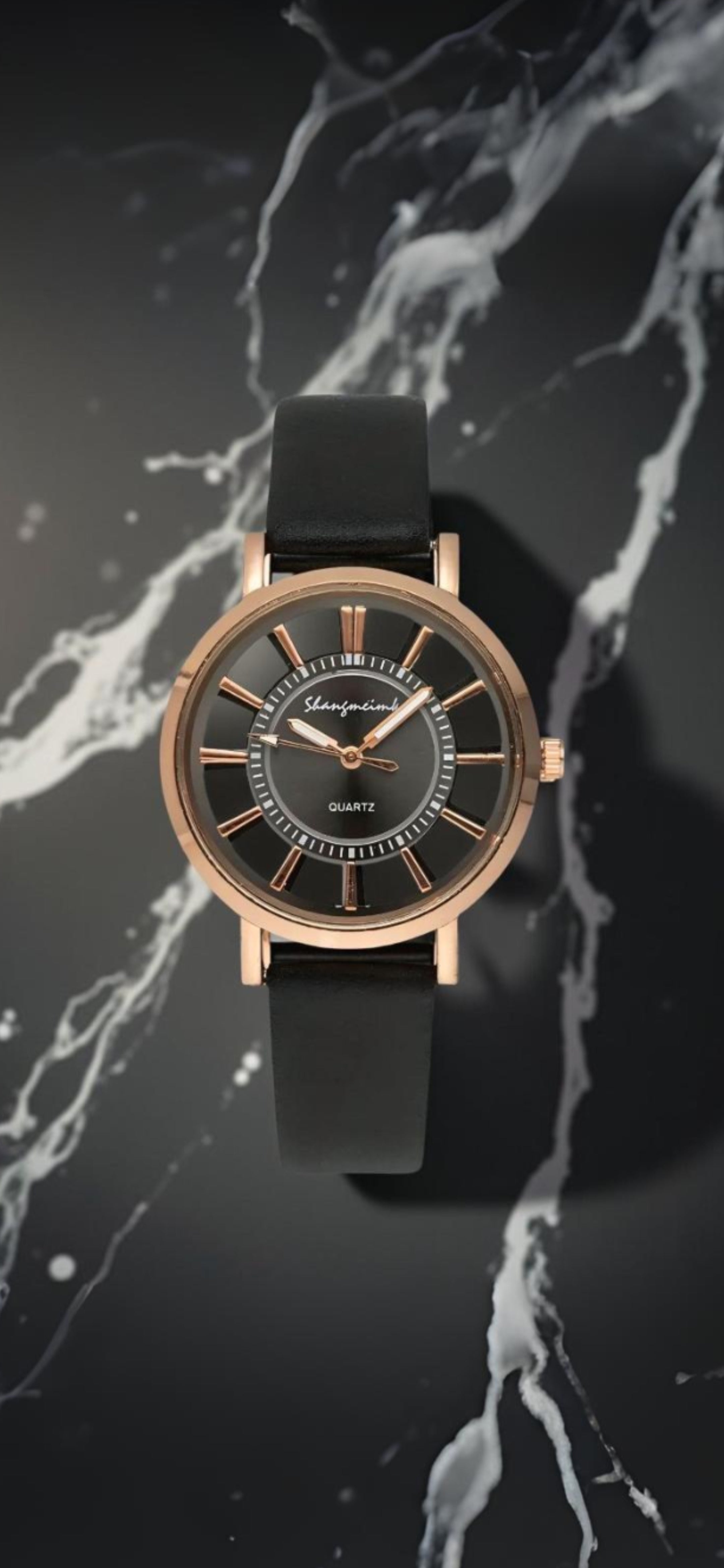 Women's Watch Casual Round Pointer Quartz Watch Hollow Out Fashion Analog PU Leather Wrist Watch