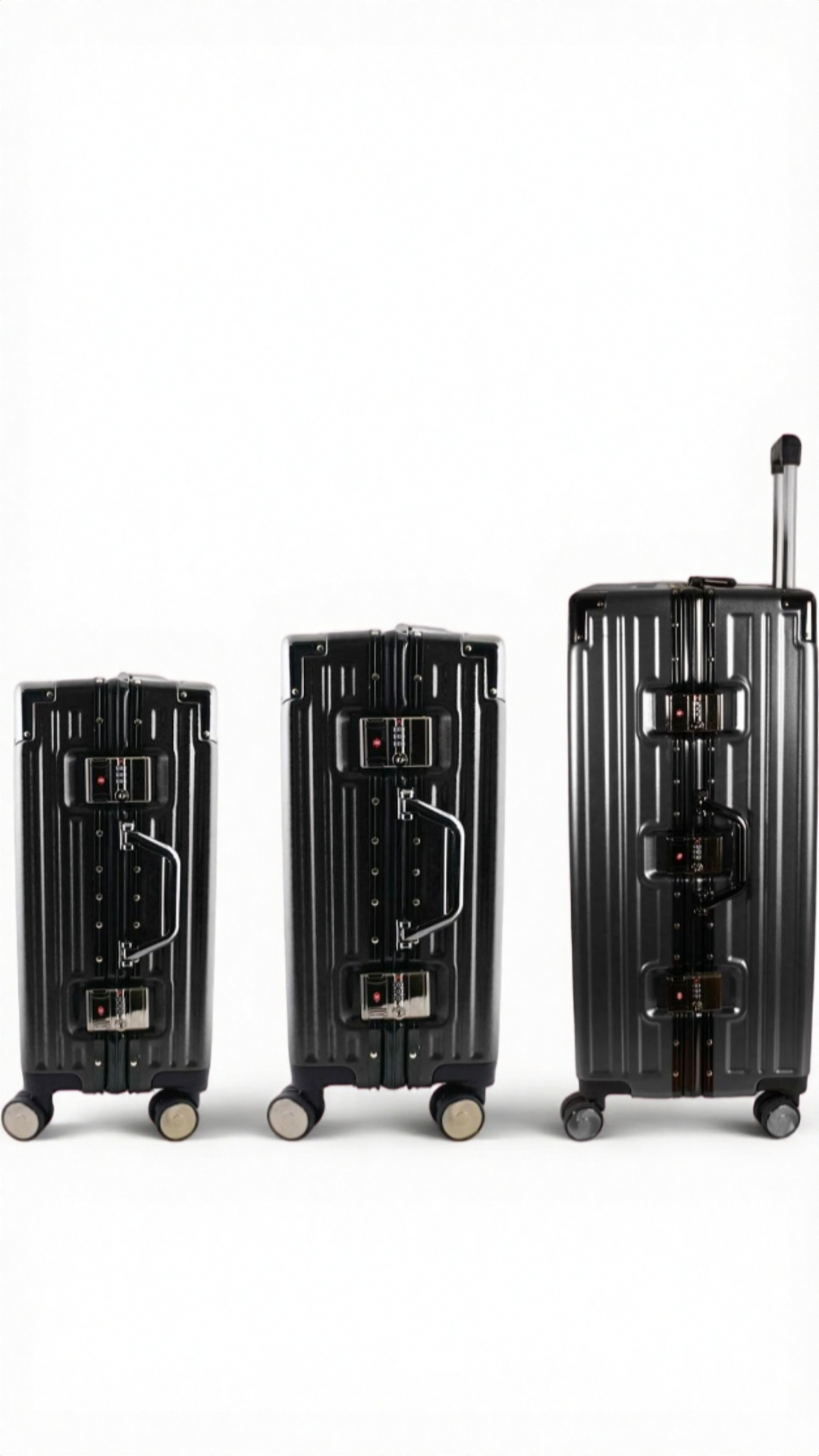 Black Marco Trunk 3-Piece Zipless ABS/PC Luggage Set - Lock & Clip Security Case