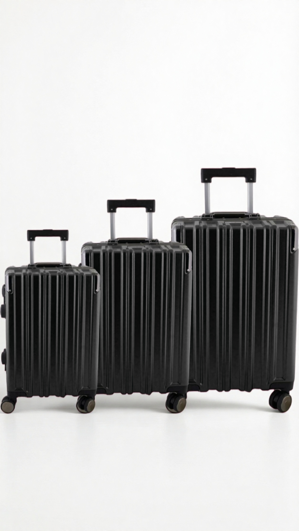 Black Marco Trunk 3-Piece Zipless ABS/PC Luggage Set - Lock & Clip Security Case