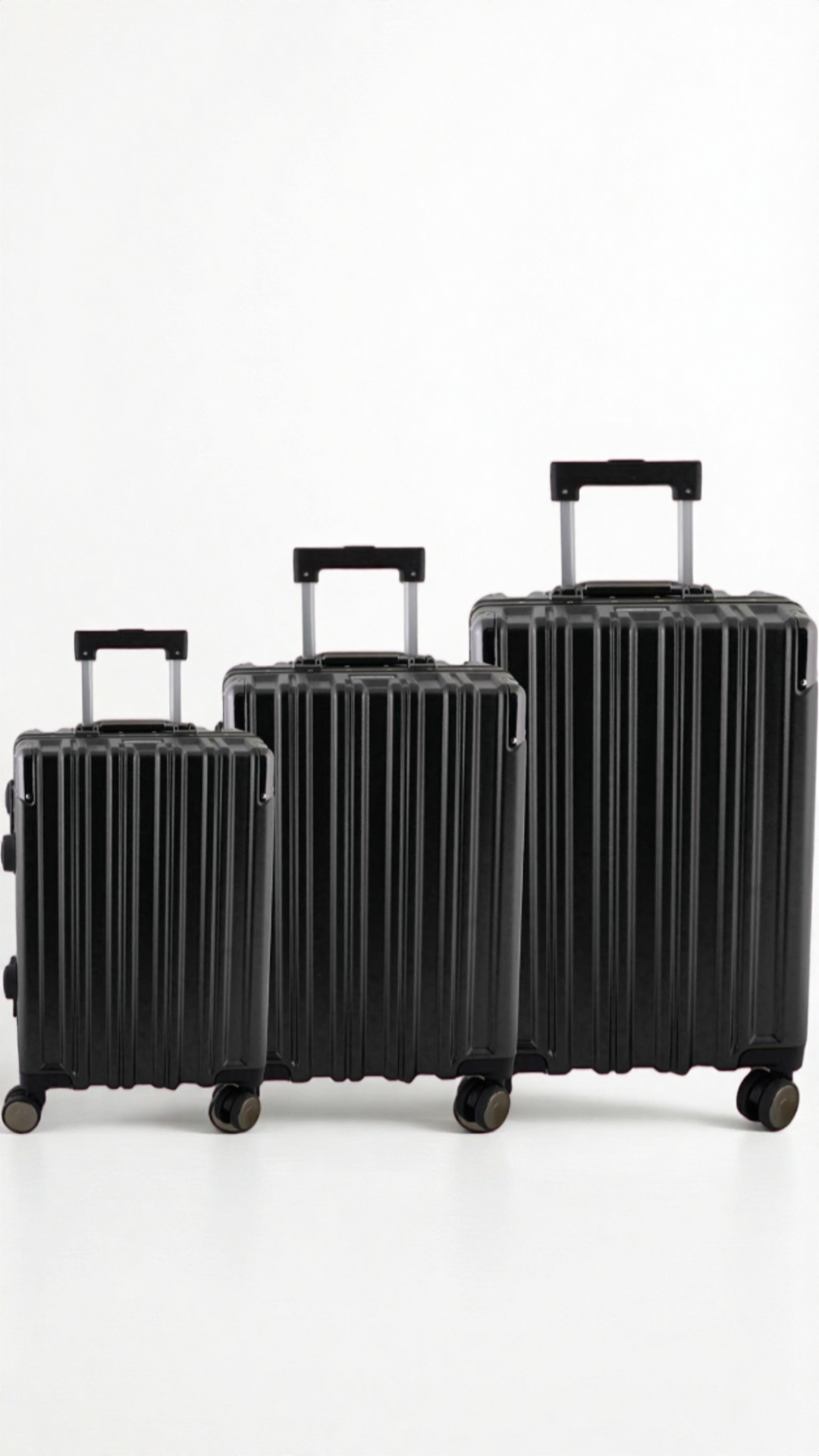 Black Marco Trunk 3-Piece Zipless ABS/PC Luggage Set - Lock & Clip Security Case