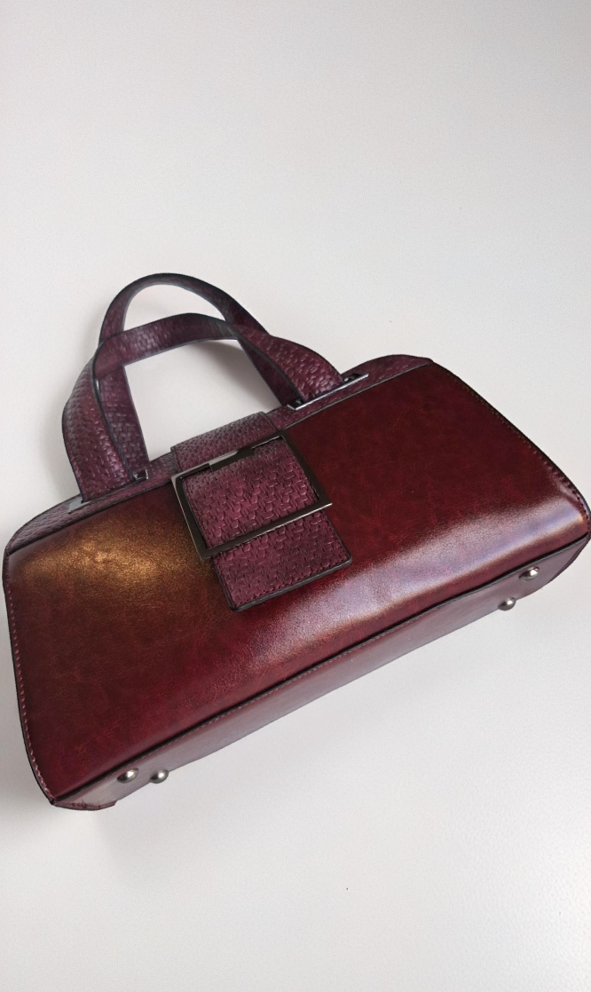 Burgundy,Top crocodile-pattern, Top-Handle PU Leather Bag