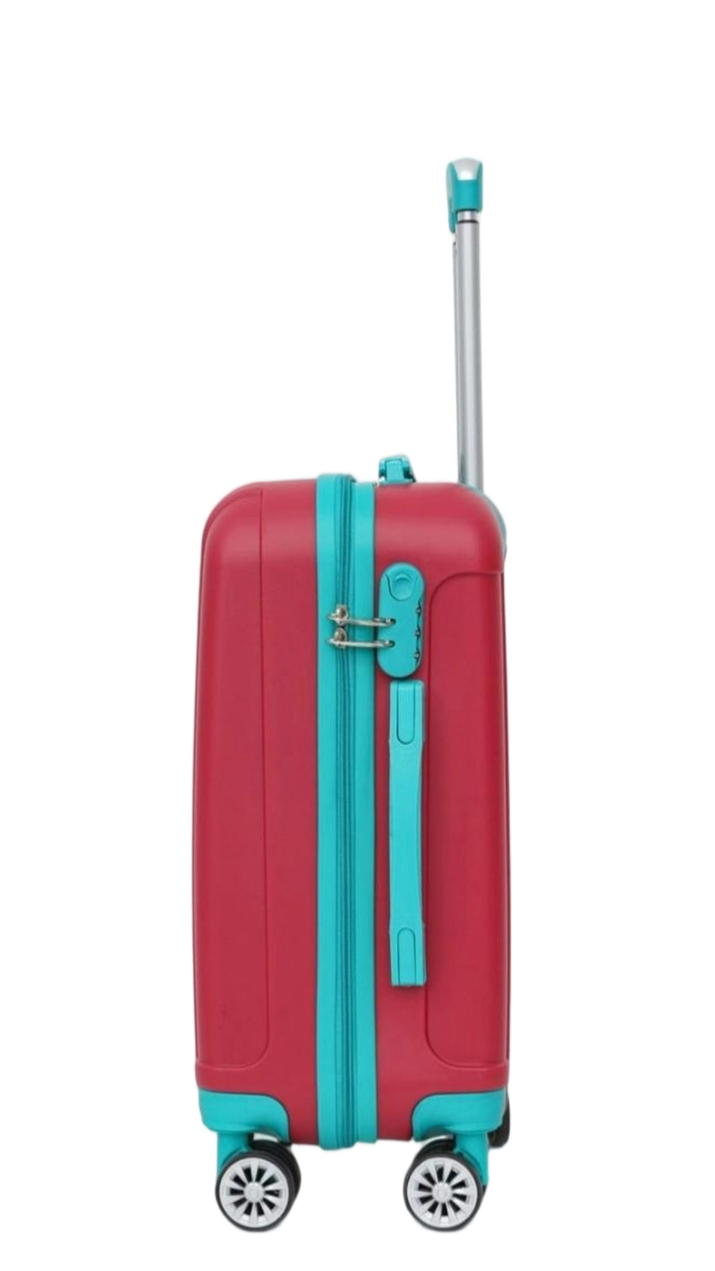 Trolley ABS Hard Luggage Bag Set - 3 Piece - Dark Red/Green