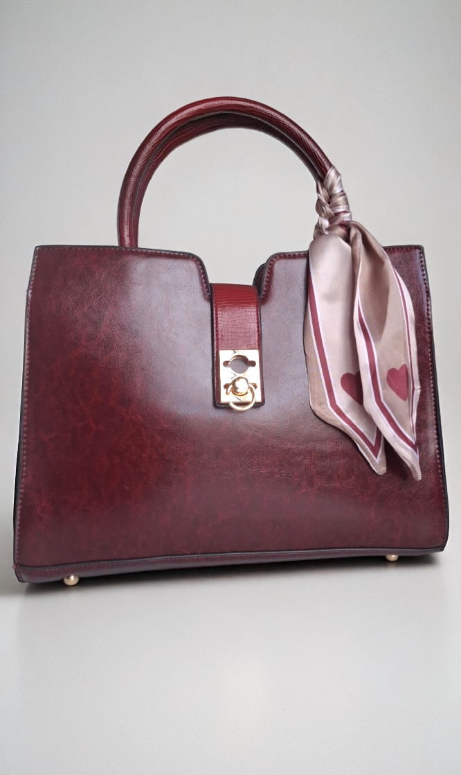 Structured Burgundy Satchel Handbag