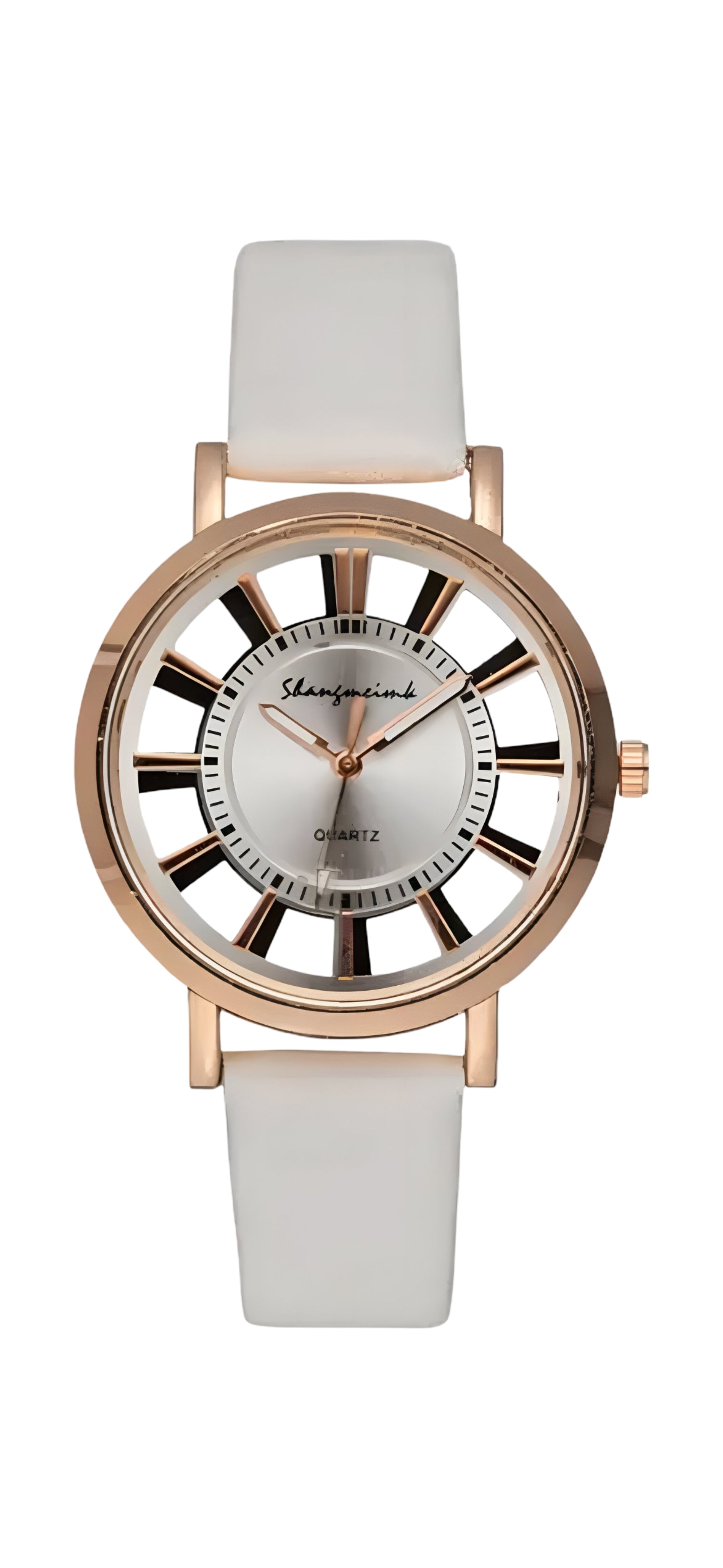 Women's Watch Casual Round Pointer Quartz Watch Hollow Out Fashion Analog PU Leather Wrist Watch