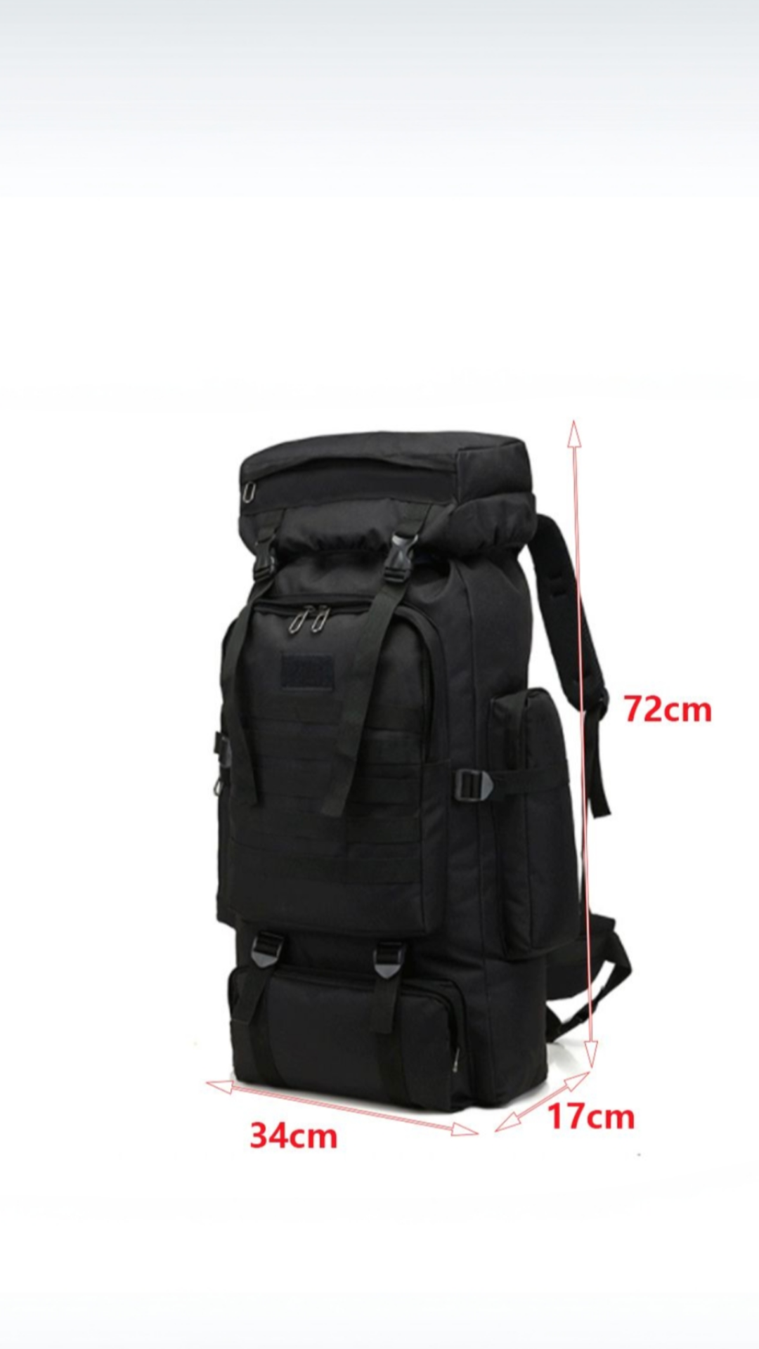 80L Large Capacity Tactical Travel Backpack - Black